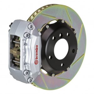 Honda Civic Brake Kit - Front - Brembo - Slotted GT 4 Piston 2pc 328x28 Rotors - Silver - `96-`00